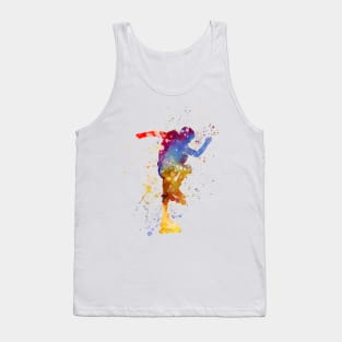 Man roller skater inline in watercolor Tank Top